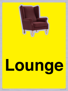 Lounge Dementia Friendly Yellow SIgn